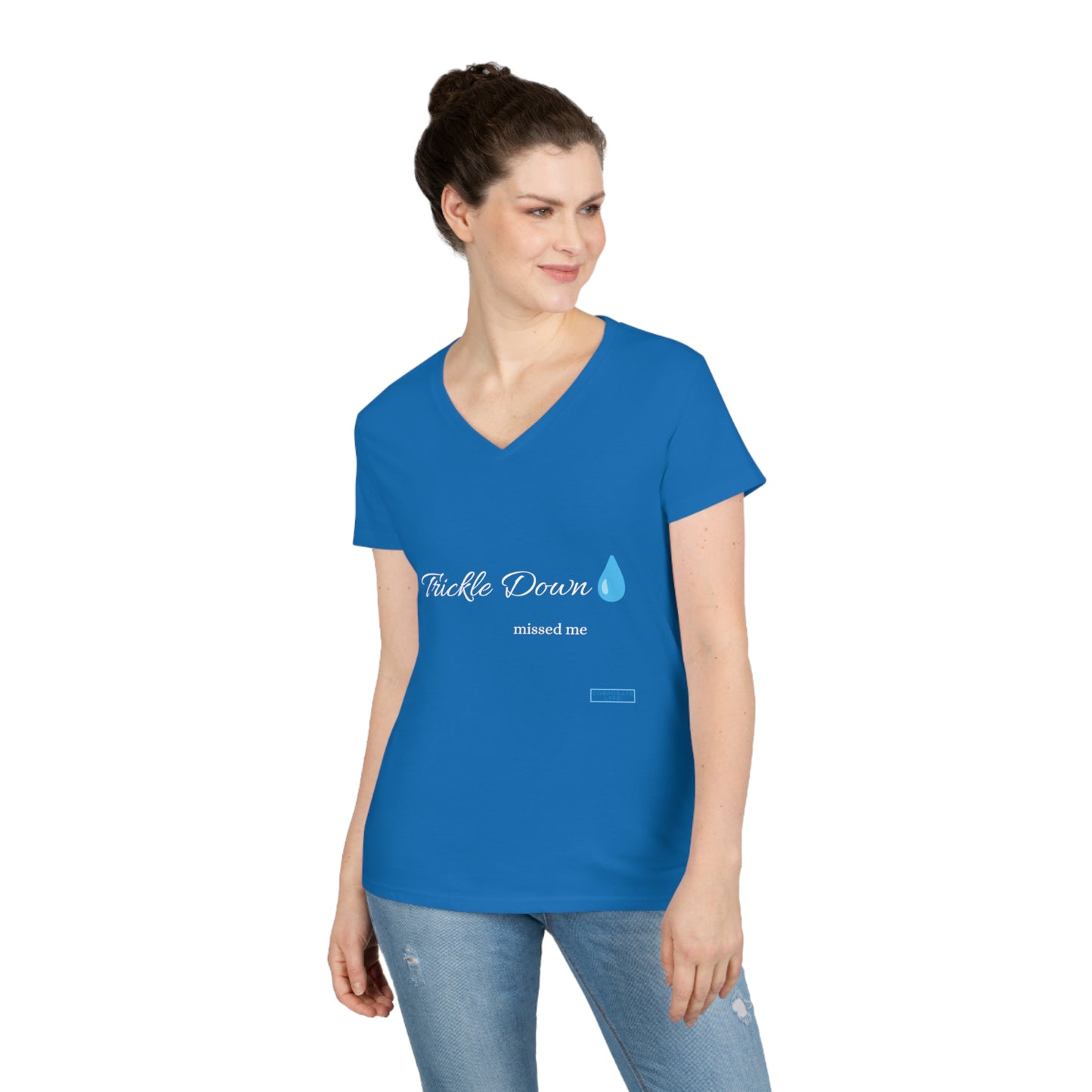 Trickle Down missed. Ladies' V-Neck T-Shirt