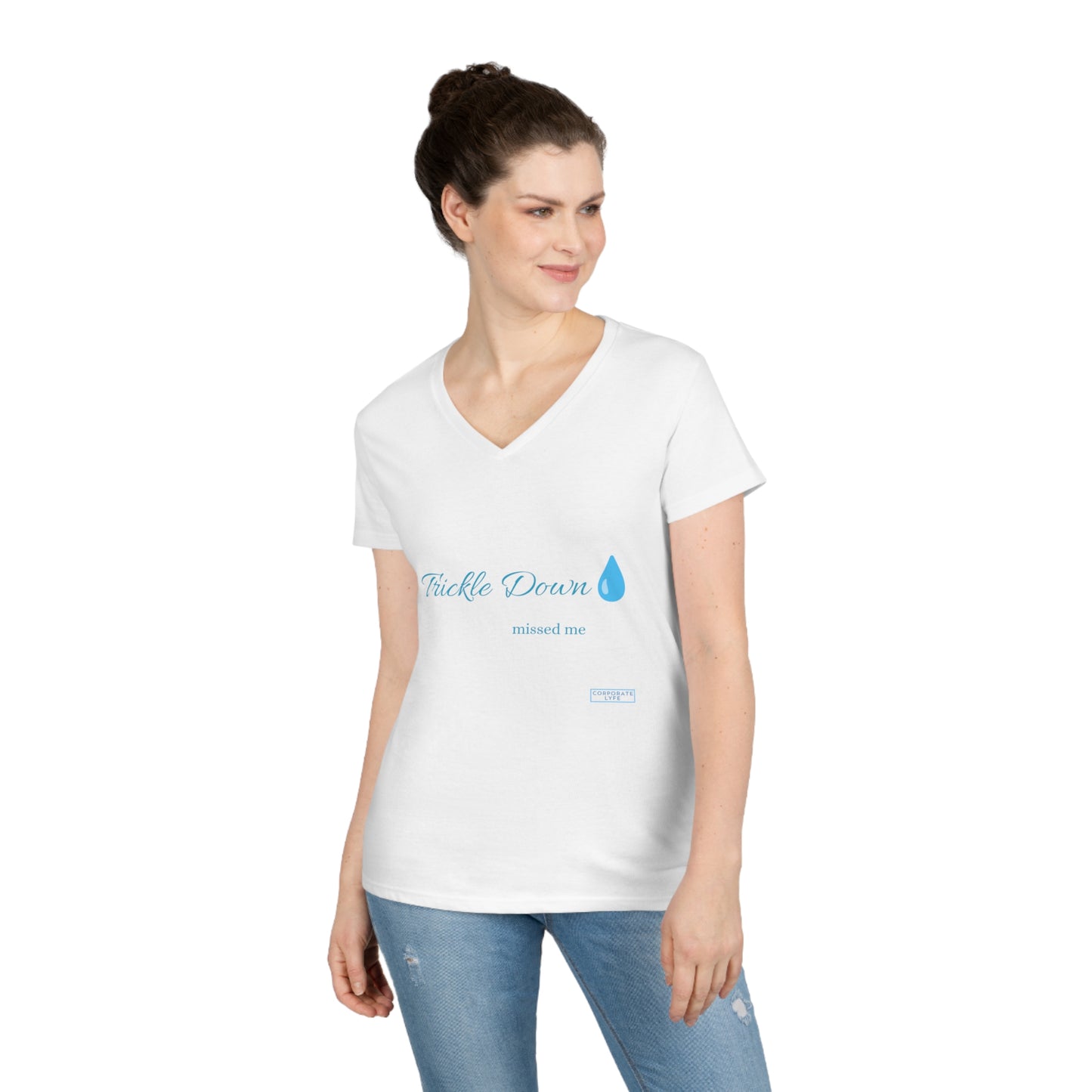 Trickle Down missed. Ladies' V-Neck T-Shirt