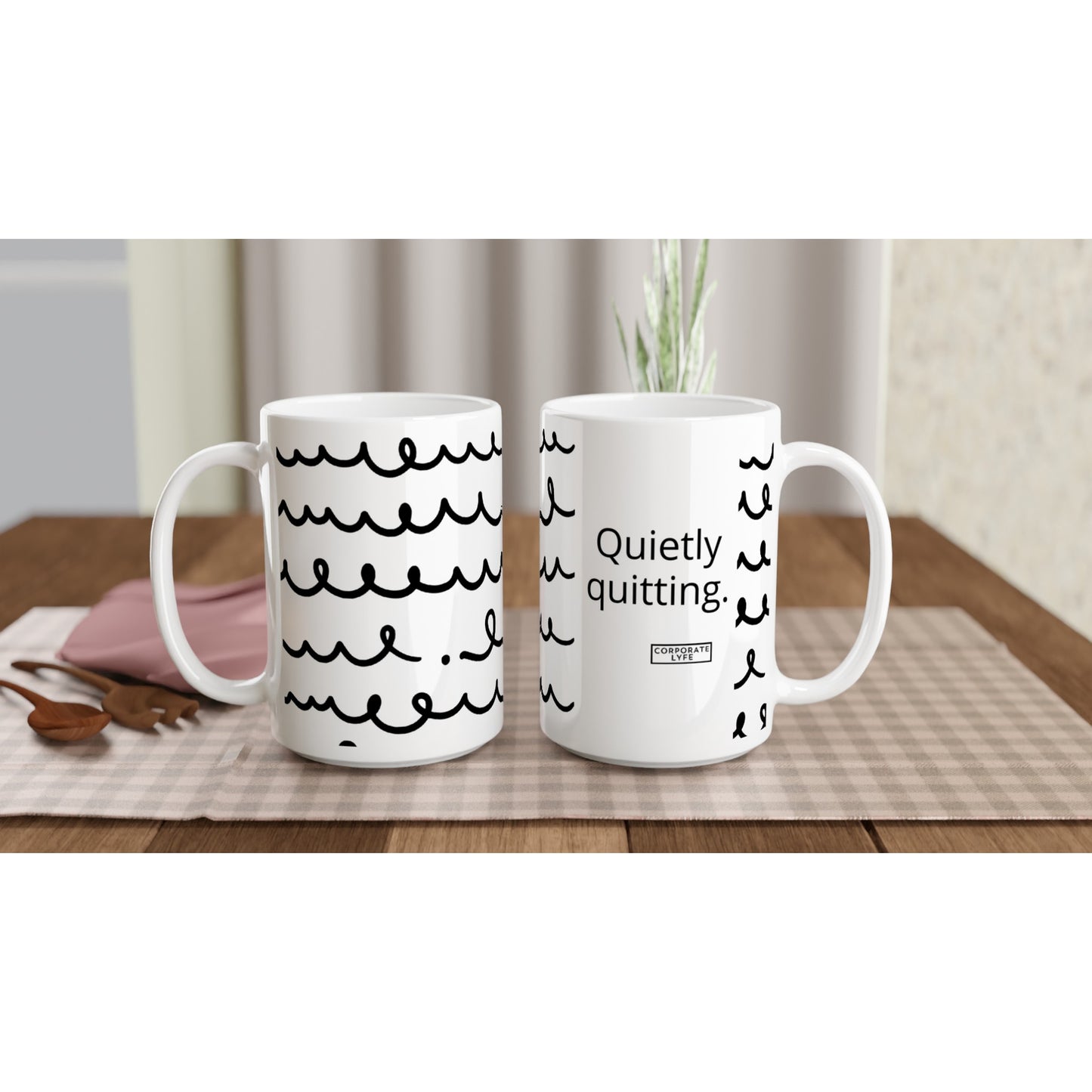 Mug - Quiet Quitting with scribble design, 15oz