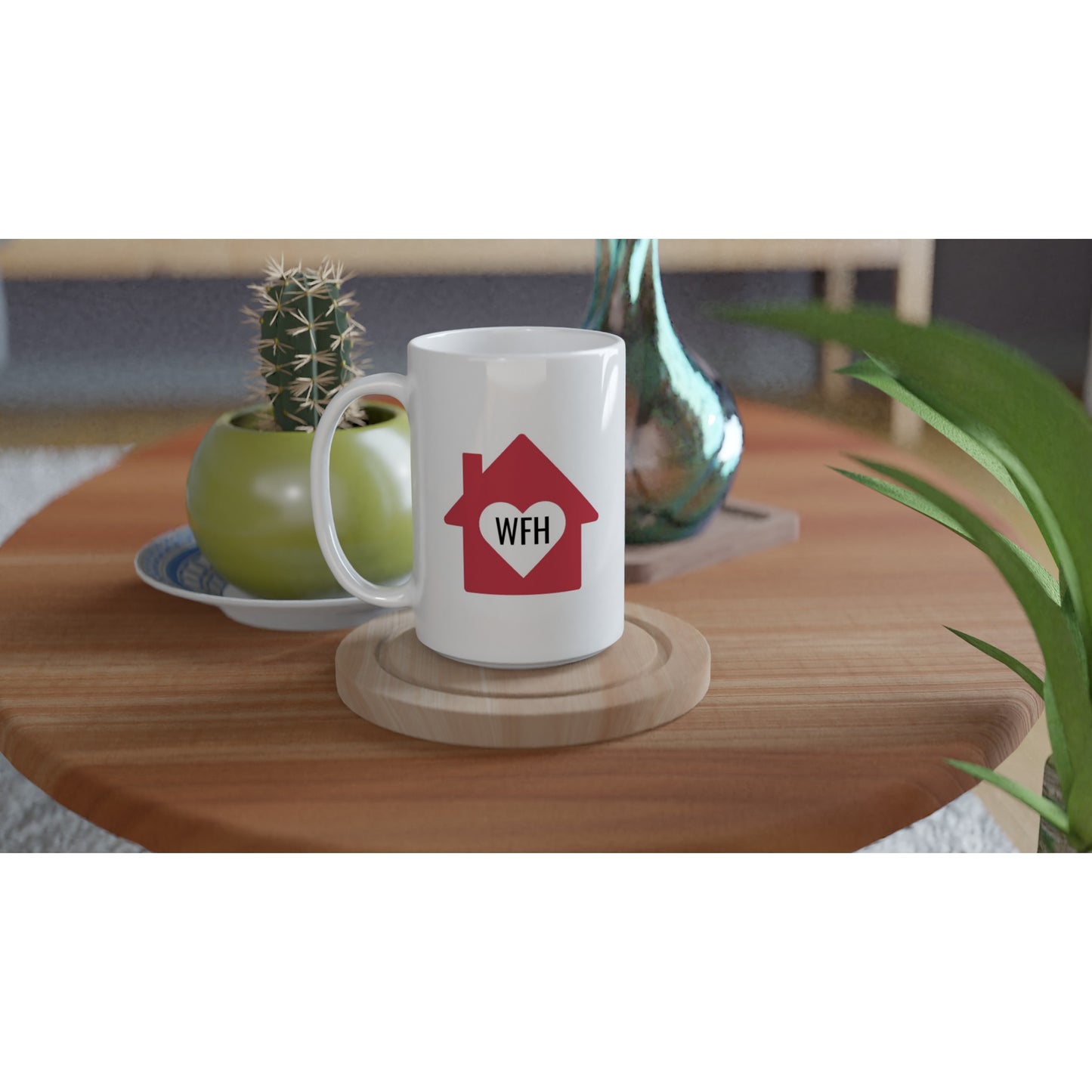 WFH, Poop in Peace. White 15oz Ceramic Mullet Mug