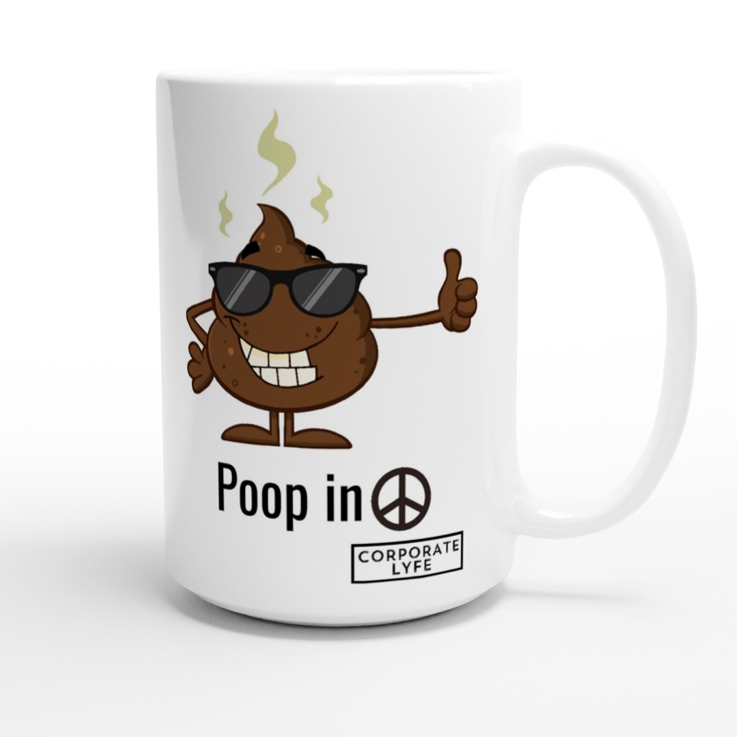 WFH, Poop in Peace. White 15oz Ceramic Mullet Mug