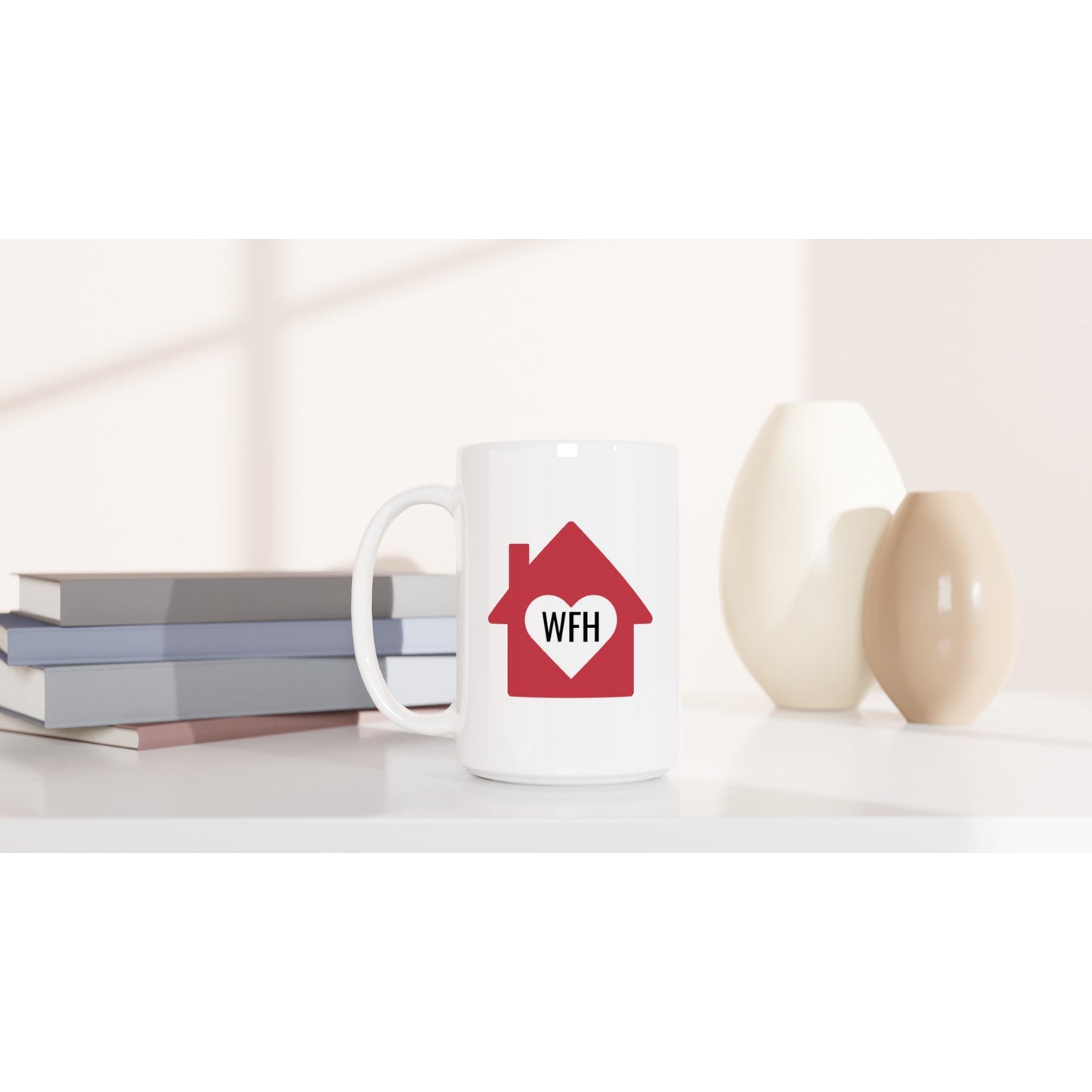 WFH, Poop in Peace. White 15oz Ceramic Mullet Mug